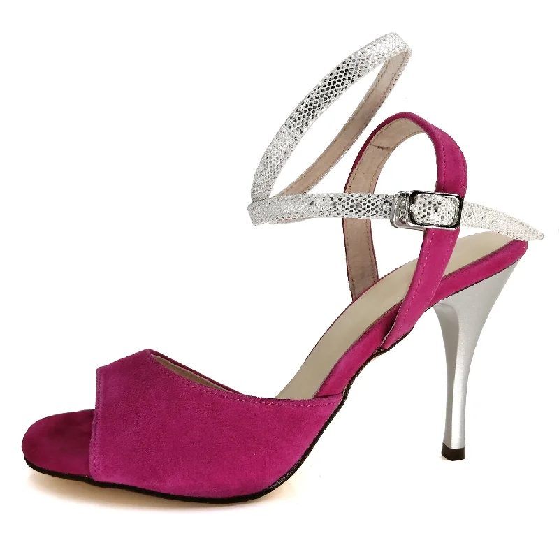 Final Clearance SHJ Women's Pink Suede 10cm Heels Dance Tango Shoes